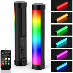 MEVRONISSHOP-LUXCEO P100 RGB Tube Eclairage Video,Lampe Photo Portable pour Tiktok,Youtube,Tournage Vid&eacute;o,&Eacute;clairage Ext&eacute;rieur,CRI 95+,TCLI 99+,2000mAh,3000/6000K - Neuf