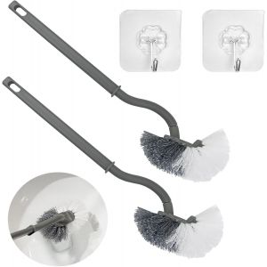 2 Pièces Brosse Toilettes WC,Brosse a Toilettes WC avec 2 Crochet,Brosse Toilettes WC Incurvée,Brosse Toilette Tete Courbee,Brosse NettoWC Cuvette,Brosse Fond Toilette pour Salle - Neuf
