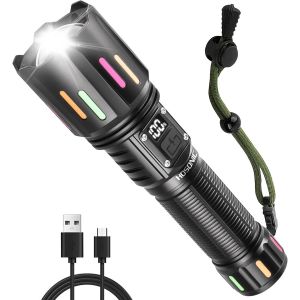Dool-Lampe De Poche Led Ultra Puissante 3000 Lumen Zoomable Tactique Lampe Torche Rechargeable Avec 5 Modes D'éclairage Ipx4 Étanche À L'eau Torche Pour Camping Randonnée Outdoor Urgence - Neuf
