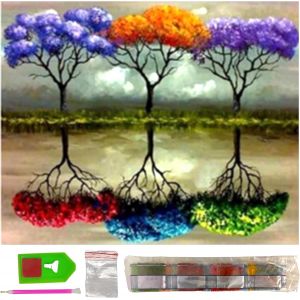 Oayew-Diamond Painting Set De Peinture Diamant 40 X 30 Cm Diamond Painting Kit Complet Accessoires Diy 5d Tableau Point De Croix Broderie Artisanat D&eacute;coration Maison Mur (Arbres) - Neuf