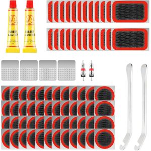 Letnerny-Colle Rustine Chambre A Air 82 Pi&egrave;ces Rustine Velo Avec Colle Kit Crevaison Velo Rustine Velo Autocollante Rustines Pour V&eacute;lo De Route De Montagne Ou De Banlieue - Neuf