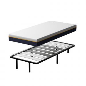 Ensemble matelas double en mousse de 17 cm + sommier &agrave; lattes larges 90x190 cm - Neuf