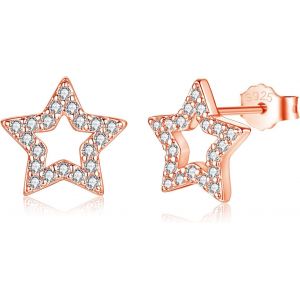 Kal-Boucles D'oreilles Pour Femme En Argent Sterling 925 Avec Zircone Cubique, Boucles D'oreilles En Forme D'étoile Hypoallergéniques En Argent 925, Petites, Cartilage Mignon, Sommeil Plat, - Neuf