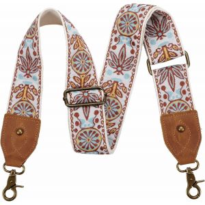 Bandoulière remplacement réglable en cuir de vache, 5 cm, broderie jacquard rétro de multiples raisons pour sac à main, sacs à bandoulière et sacs à bandoulière. - Neuf