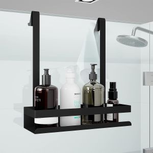 Étagère de douche à suspendre - Noir - Étagère de douche à suspendre - Panier de douche en acier inoxydable - Suspendu sur les cabines de douche, étagère suspendue de salle de bain - Neuf