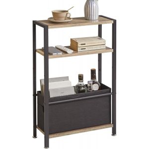 Ulteronixshop-Table d'appoint &eacute;troite avec &eacute;tag&egrave;re de Rangement, Table de Chevet Fine &agrave; 3 Niveaux avec Panier en Tissu,Table d'appoint Fine pour Salon, Chambre &agrave; Coucher, Bureau,Ch&ecirc;ne YD-TM052Y - Neuf