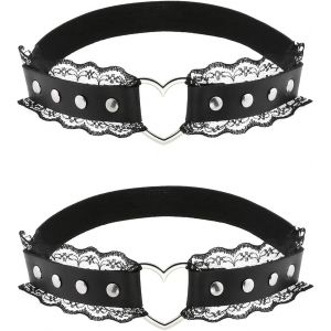 Kalanka-Lot De 2 Jarreti&egrave;res R&eacute;glables En Dentelle En Forme De Coeur Pour Femme - Neuf