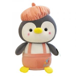 Mignonne poup&eacute;e pingouin en peluche couple poup&eacute;e pingouin b&eacute;b&eacute; endormi apaisant grande poup&eacute;e de chiffon-rose - Neuf