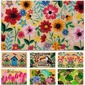 Subzonal-Paillasson Exterieur Entree - Botanique - 40x70 Cm - Tapis Entree Exterieur Antid&eacute;rapant - Tapis Coco Interieur - Paillasson Coco - Neuf