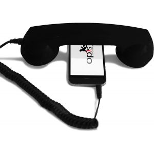 60s Micro-Combine Telephone Portable/Combiné Téléphone Rétro/Casque Audio en Forme combiné téléphonique pour Les Smartphones Android,Tablettes,Ordinateurs Portables,etc. (Noir).[U65] - Neuf