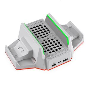 Pour Xbox Series S Support De Ventilateur De Refroidissement Rgb Avec Double Manette Blanc - Neuf