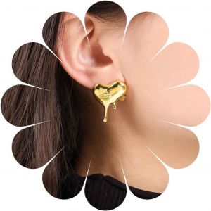Kal-Boucles D'oreilles Coeur Punk Piercing Boucles D'oreilles Coeur Flèche Cupidon Boucles D'oreilles Coeur Bouffant Boucles D'oreilles Coeur Cupidon Bijoux Pour Femmes Et Filles - Neuf