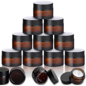 Lot de 10 pots à crème vides en verre ambré-30 ml-Avec couvercle et doublure-Pour cosmétiques,crèmes,lotions,huiles essentielles.[K145] - Neuf