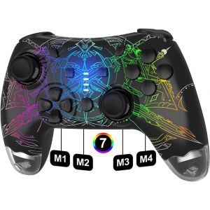 Switch Manette Sans Fil Switch Pro Pour Switch/Switch Lite/Switch Oled, Manette De Jeu Sans Fil Pour Pc/Ios/Android Avec Rvb/Programmable/Contrôle De Mouvement/Vibration/Turbo/Réveil (Noir) - Neuf