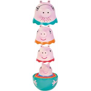 KAL-Tomy E73526 Famille Peppa Gigognes, Jouet Bain B&eacute;b&eacute; Poup&eacute;es Russes Famille Peppa Pig, Papa, Maman, Peppa Et George, 18 Mois Et Plus, Jouet Plage Et Piscine Facile &Agrave; Nettoyer - Neuf