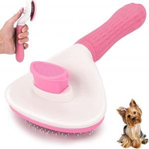 Jgd-Brosse De Toilettage Pour Chien Et Chat - Brosse De Toilettage Pour Chat - Brosse Auto-Nettoyante Pour Chiens, Chats, Bouton De Nettoyage - Brosse De Toilettage Pour Chats &Agrave; Poils Longs (Rose) - Neuf