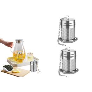 Infuseur &Agrave; Th&eacute; En Acier Inoxydable Avec Plateau &Eacute;gouttoir Pour Th&eacute; En Vrac - 2 Pi&egrave;ces - Neuf