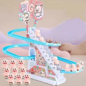 Jouet Amusant Pour B&eacute;b&eacute;, Toboggan &Eacute;lectrique Avec Lumi&egrave;res Led Et Montagnes Russes Musicales.-Cochons Sans Bo&icirc;te - Neuf