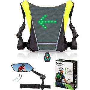 Subzonal-Gilet Led S&eacute;curit&eacute; + R&eacute;troviseur V&eacute;lo &iquest; Pack Haute Visibilit&eacute; 360&deg; &iquest; &Eacute;tanche & Rechargeable &iquest; Cyclisme, Jogging, Trottinette Avec Led Clignotant Et T&eacute;l&eacute;commande, Installation Facile - Neuf