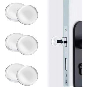 Butées de porte, protections murales en silicone, auto-adhésives, pour poignée de porte, butées de protection en caoutchouc (4 cm, transparent, 6 pièces) - Neuf