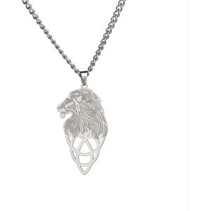 Kal-Collier Avec Pendentif En Forme De Lion Pour Homme Et Femme - Noeud Celtique - En Acier Inoxydable - Cadeau Pour P&egrave;re, Fr&egrave;re, Mari, Fils - Neuf
