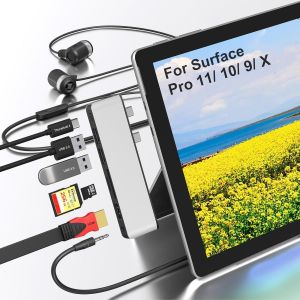 Station d'accueil Surface Pro 9,Adaptateur Surface Pro 9 avec HDMI 4K,USB-C Thunderbolt 4 (vid&eacute;o+40G+Charge 100 W), 2 Ports USB 3.0, Fente pour Carte SD/TF,Audio 3,5 mm,pour Surface Pro 11/10/9/X - Neuf