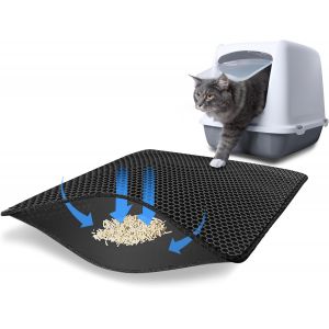 Shiliu-Tapis De Litière Pour Chats, Tapis Double Couche Nid D'abeille 45x60 Cm, Antidérapant Et Imperméable, Accessoires Pour Litiè[ - Neuf