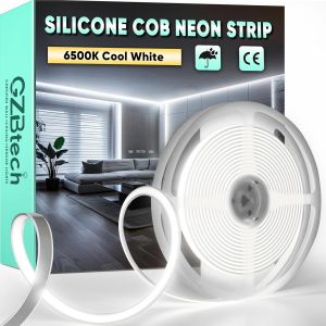 Ac 220-240v Ruban Led Cob 1m, Blanc Naturel 4000k Flexible D&eacute;coupable Dimmable Etanche 1500lm/M 286 Led/M Bande Lumineuse Led Lumi&egrave;re Pour Tv R&eacute;tro&eacute;clairage, Armoire, Chambre, Cuisine - Neuf