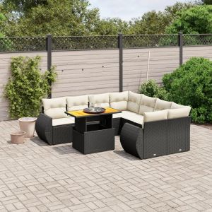 Prolenta Premium - Salon De Jardin 9 Pcs Avec Coussins Noir R&eacute;sine Tress&eacute;e - Neuf