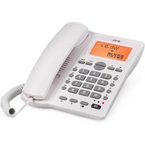 Office Id 2 - T&eacute;l&eacute;phone Fixe Avec &Eacute;cran &Eacute;clair&eacute;, 4 M&eacute;moires Directes Et 10 Indirectes, 2 Niveaux De Sonnerie, Identifiant D'Appelant, Signal Lumineux, Mains Libres, Bureau Ou Mural - Blanc - Neuf