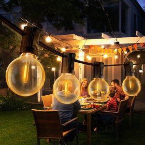 KAL-Guirlande Lumineuse Extérieure 11M Guirlande Guinguette Led Guirlandes Étanche Ip45 Ampoules G40 Guirlande Guinguette Raccordable Décoration Pour Anniversaire, Jardin, Fête,Noël, Mariage - Blanc - Neuf