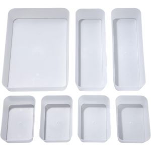 Plateaux De Rangement Pour Tiroir,Transparent Cosmétiques Diviseur Organisateur En Plastique Avec Boîtes 3 Tailles Pour Bureau,Coiffeuse,Salle De Bain,La Cuisine (Lot De 7) - Neuf