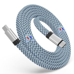 Eryi-Câble Usb C, Magnétique, Usb C Vers Usb C, 60 W (3 A), 1,5 M, En Nylon Tressé De Type C, Câble De Charge Rapide, Compatible Avec Appareil Usb C, Pour Pad Pour Samsung Galaxy, Bleu - Neuf