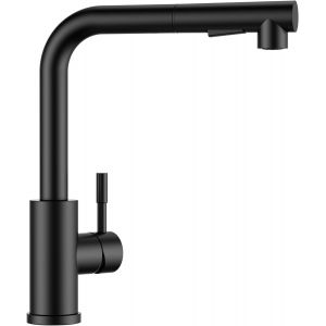 Robinet de cuisine &agrave; 2 jets, mitigeur de cuisine avec douchette extractible rotative &agrave; 360&deg; pour eau chaude et froide, noir - Neuf