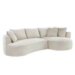 Canap&eacute; modulable compress&eacute; ADeLE 3/4 places beige cr&egrave;me 307x167x90 cm - Neuf