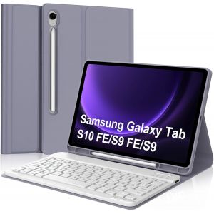 Clavier Pour Samsung Galaxy Tab S9 Fe/S10 Fe 10.9""/S9 11"", Bluetooth Mégnétique Détachable Azerty Coque Clavier Pour Samsung Tab S9 Fe 10.9"" 2023/S10 Fe 10.9"" 2025/S9 11"" 2023, Violet Lavande - Neuf