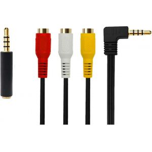 KALANKA-Jack 3,5 mm vers RCA Femelle, AV Cable, Cable Adaptateur TV,câble mâle vers fiche mâle 3RCA pour câble Audio stéréo AUX pour Smartphones, MP3, Tablet - Neuf