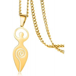 Kal-Pendentif Wicca Spiral Goddess Collier De Fertilit&eacute; En Acier Inoxydable Collier De Grossesse Amulette De D&eacute;esse Bijoux Pa&iuml;ens Pour Femmes - Neuf