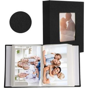 MAA-Petit Album Photo,10x15cm 100 Pochette Couverture en Lin Mini Albums Photos pour Vertical Photo Mariage Livre de Souvenirs de Famille Album Photo Enfant Bebe Garcon Fille (Black) - Neuf