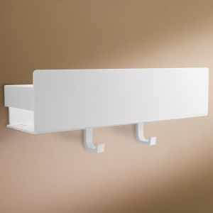 JEXNOVASHOP-Design Hambourg &Eacute;tag&egrave;re de Douche Sans Per&ccedil;age I &Eacute;tag&egrave;re Rangement Salle de Bain I Support Douche I Porte Shampoing et Organisateur I &Eacute;tag&egrave;re Murale Adh&eacute;sive I 2 Crochets | Blanc Mat | 30 - Neuf