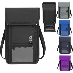 TRAHOO-Pochettes Tour de Cou Portefeuille avec Protection RFID, Porte-Monnaie de Voyage Unisexe pour Homme pour Femme, Porte-Documents de Voyage pour Organiseur de passeports (Noir) - Neuf