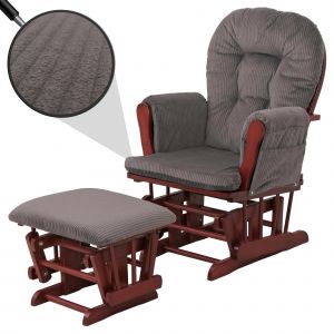 Fauteuil relax HWC-C76, fauteuil &agrave; bascule Fauteuil oscillant avec pouf Tissu Velours 320g/m&sup2; &Ouml;ko-Texgris fonc&eacute; B&acirc;ti fonc&eacute; - Neuf