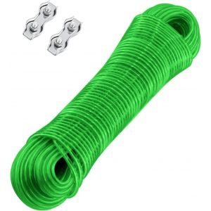 KALANKA-Corde a Linge avec Noyau en Acier 30m, Fil a Linge Ext&eacute;rieur avec 2 Pi&egrave;ces Tendeur, Corde &agrave; Linge pour Les Balcons et Les Jardins, Capacit&eacute; de Charge de 120 kg - Neuf