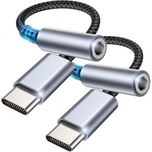 KALANKA-Adaptateur de Prise de Casque USB C à 3,5mm, Adaptateur Jack USB Type C Audio avec DAC, écouteurs Audio Numérique Type C vers Audio Compatible avec Galaxy S21 S21 S20+, MacBook Pro, Huawei - Neuf