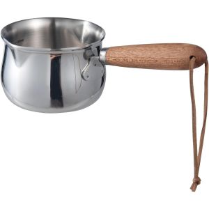 Chenquansarl-Minipotchauffelait250mlenacierinoxydable1810triplepaisseuravecpoigneenbois - Neuf