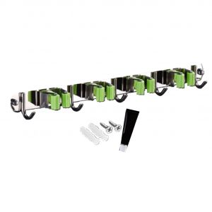 Hjlian Support Mural Pour Balai Et Serpilliere, Sans Perforation, 4 Clips Et 5 Crochets, En Acier Inoxydable, Vert - Neuf