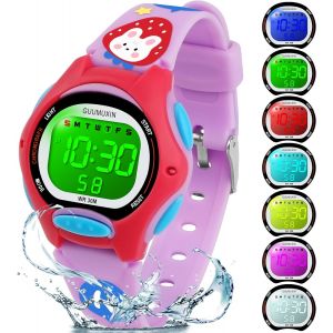 Kalanka-Montre Enfant Digitale, Enfants Sport Garcon Fille 5 Atm Etanche Numériques Extérieure Pour Montre Adolescent Garcon,Avec Chronomètre/Alarm/Lumières De 7 Coloré - Neuf