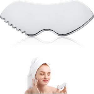 Kal-Gua Sha Outils De Massage En Acier Inoxydable 1 Pièce Plaque De Massage Du Visage En Métal Planche À Gratter En Forme De Lèvres Pour Le Visage, Le Cou, Le Drainage Lymphatique, Massage Des - Neuf