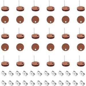 Kal-30 Pièces De Boucles D'oreilles En Bois De Noyer Rond Vintage En Bois De Noyer Bricolage Boucles D'oreilles En Bois Accessoires De Boucle D'oreille En Bois De Noyer Avec Écrous 10mm - Neuf