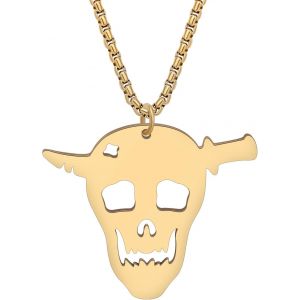 Kal-Collier Tête De Mort Crâne En Acier Inoxydable Pour Femmes Filles Pendentif Plaqué Or 18k Halloween Effrayant Minimalist Punk Bijoux Cadeaux Pour Festival - Neuf